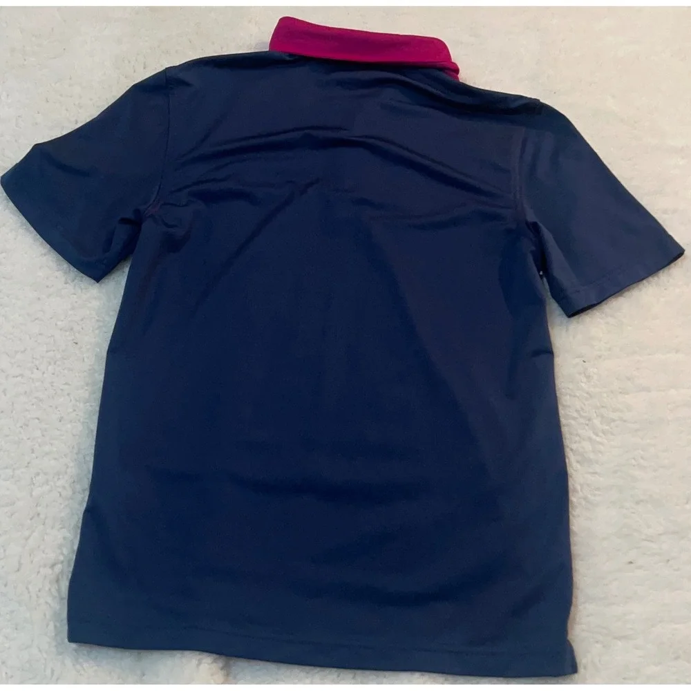 Vineyard Vines Performance Polo Shirt Mens XS Pink Navy Blue Striped Golf S/S